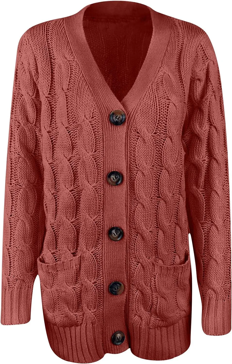 Womens Fall Open Front Cardigan Sweaters Button Up Long Sleeve Coats Cable Knit Sweaters Cardigans Chunky Outerwears