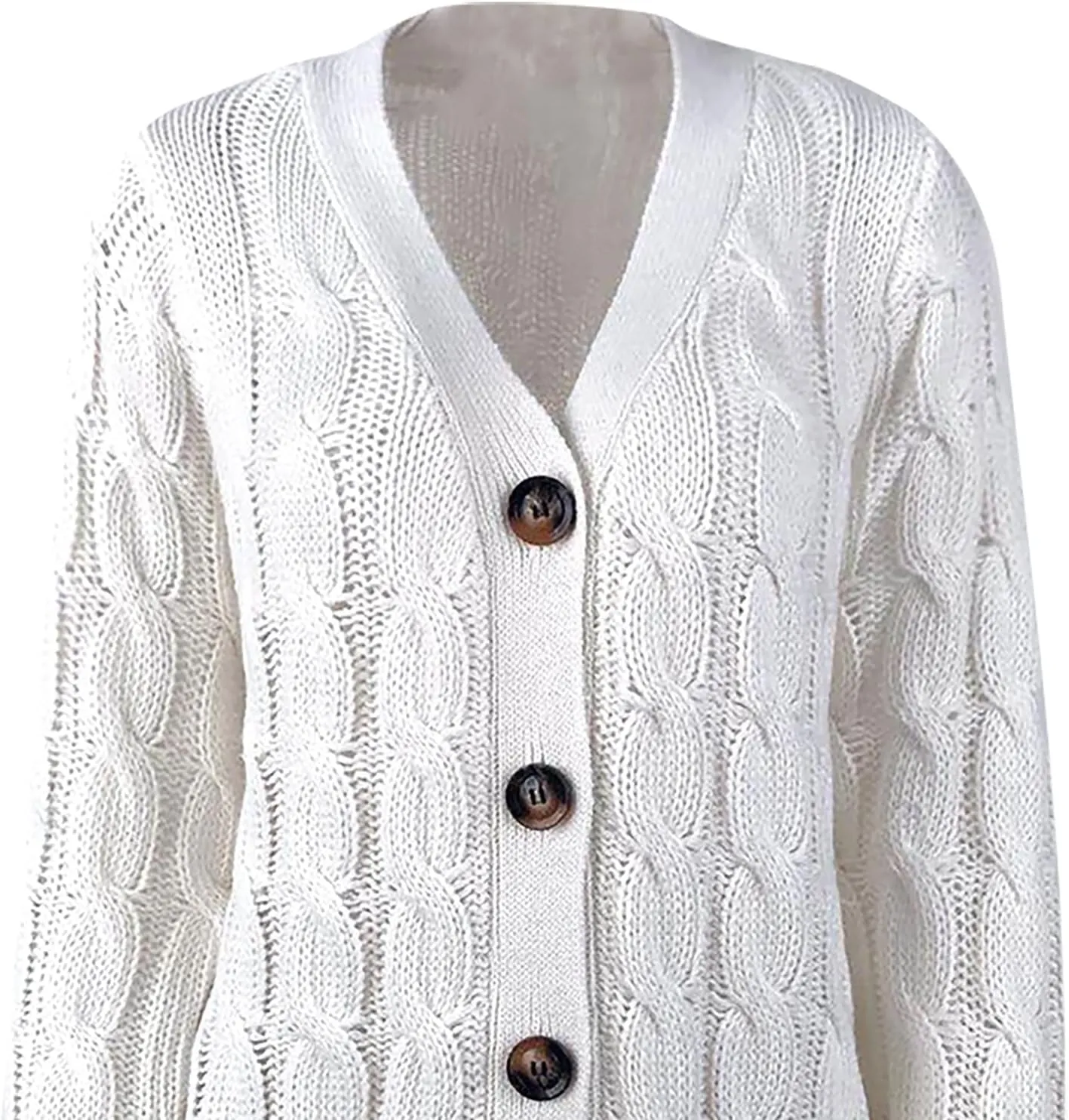 Womens Fall Open Front Cardigan Sweaters Button Up Long Sleeve Coats Cable Knit Sweaters Cardigans Chunky Outerwears