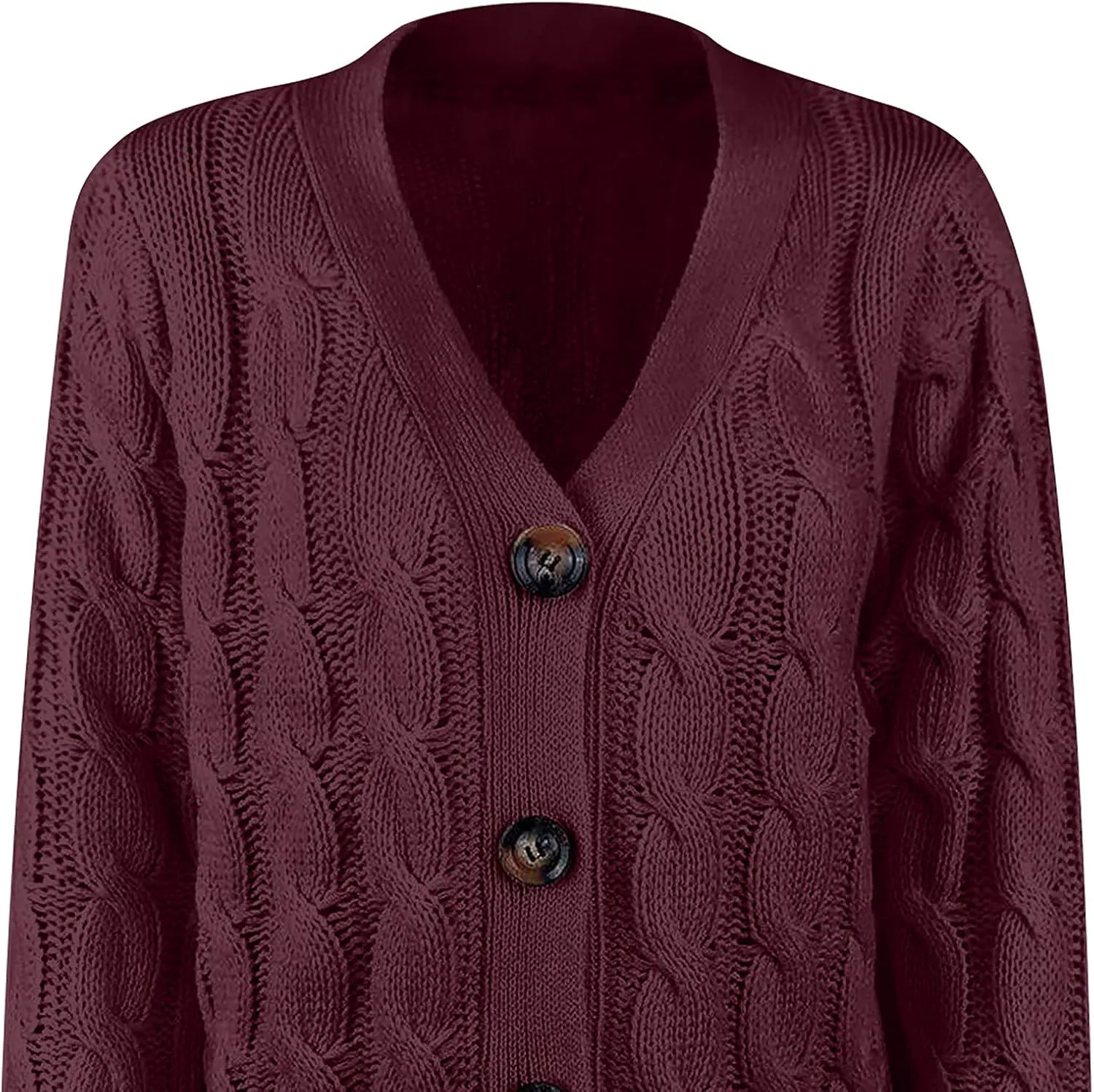 Womens Fall Sweater Open Front Cardigan Sweaters Button Long Sleeve Coats Outerwear Fashion Cable Knit Chunky Outwear