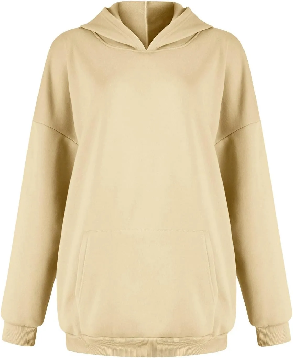 Women's Fall Winter Oversized Hooded Casual Trendy Long Sleeve Solid Loose Fleece Sweatshirt With Pockets, S-2XL