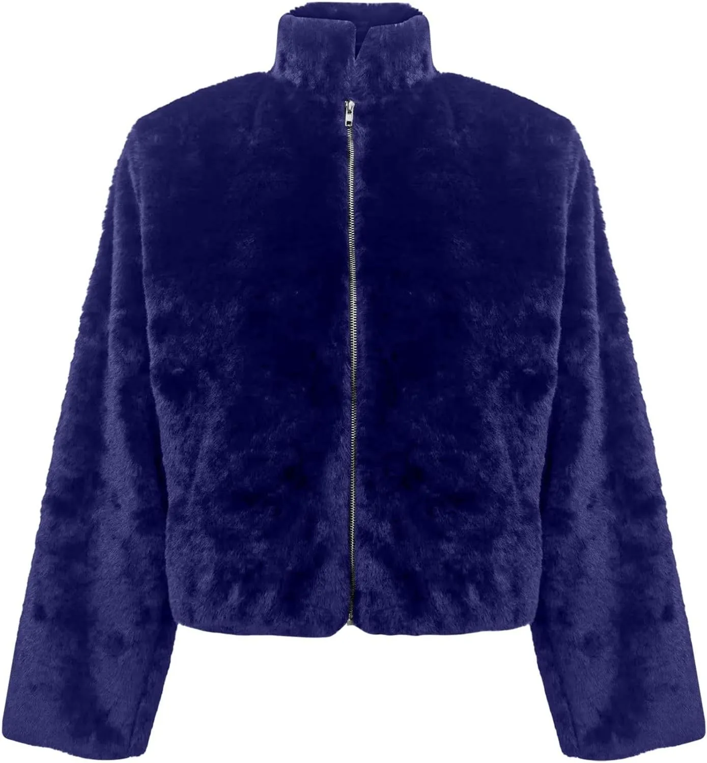 Women's Fashion Cropped Faux Fur Jacket Shaggy Warm Open Front Cardigan Coat Casual Long Sleeve Fluffy Outerwear