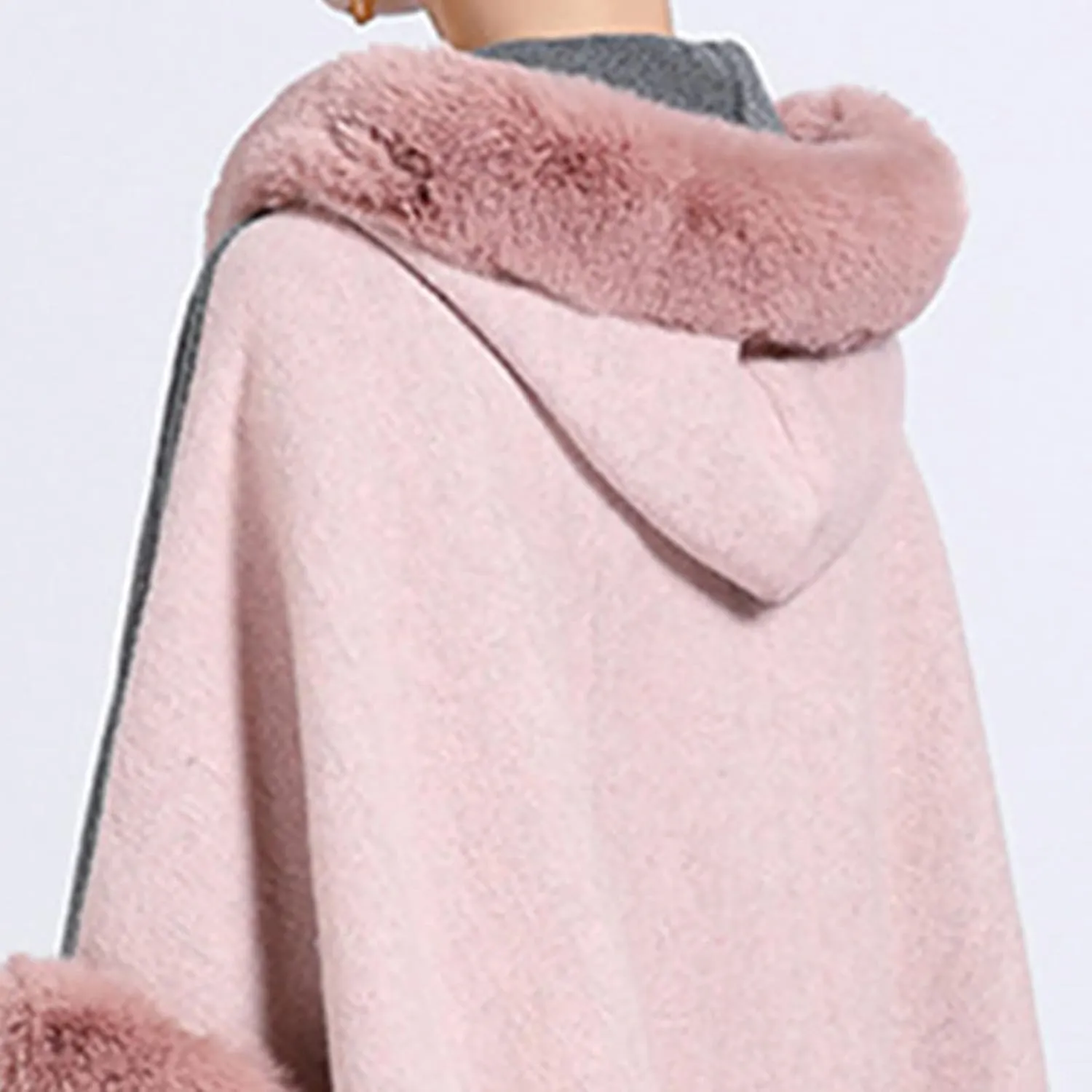 Women's Faux Fur Collar Cardigan Sweater Elegant Batwing Long Sleeve Knit Cape Tassel Shawl Open Front Outerwear Cloak