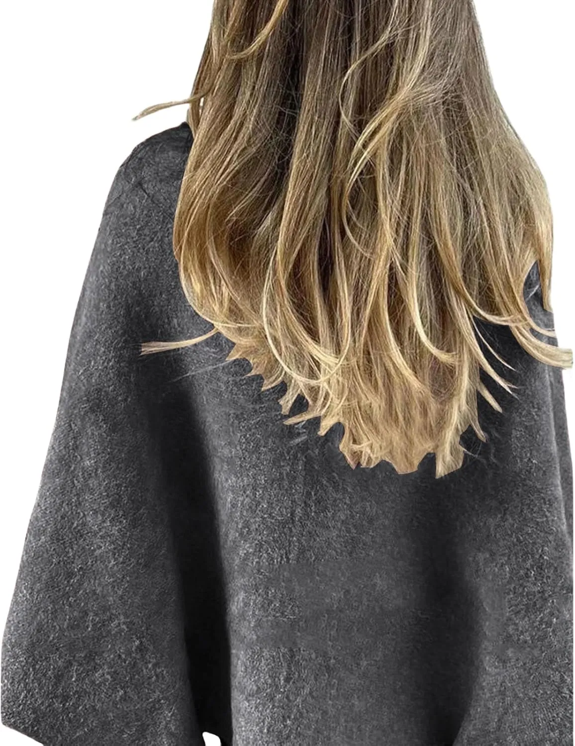 Womens Fleece Coat Cropped Wool Blend Pea Coat Cape Open Front Cardigan Lapel Button Down Jacket