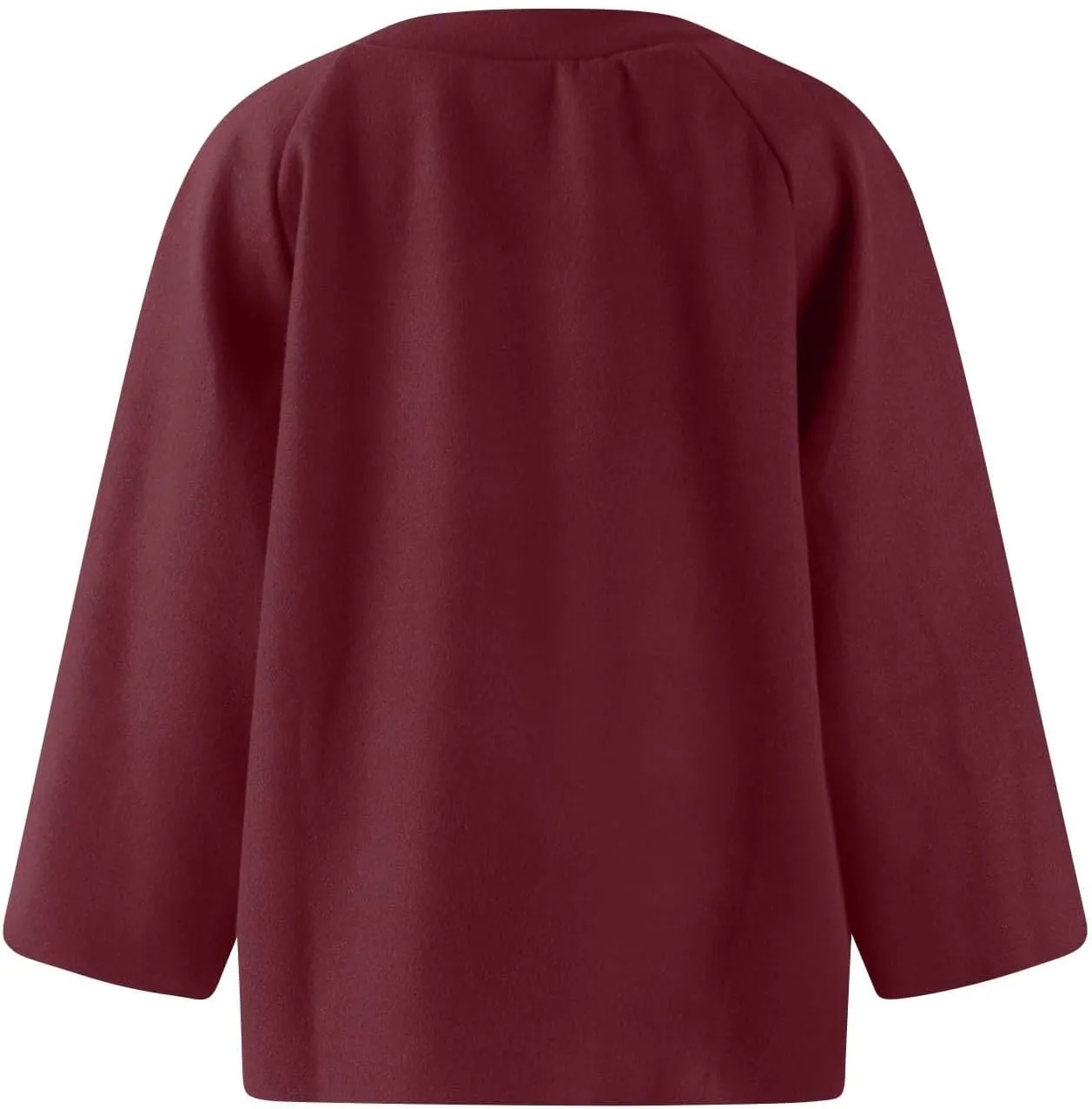 Womens Fleece Coat Cropped Wool Blend Pea Coat Cape Open Front Cardigan Lapel Button Down Jacket