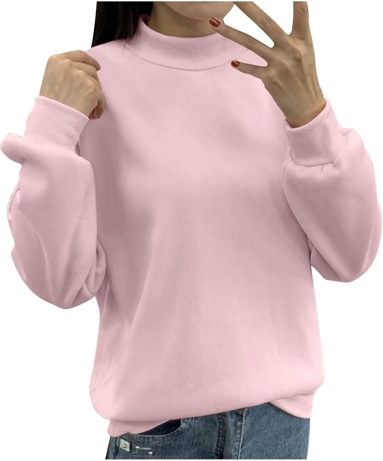 Womens Fleece Sweatshirts Long Sleeve Casual Pullover Tops Comfortable Loose 2024 Fall FashionSweatshirt