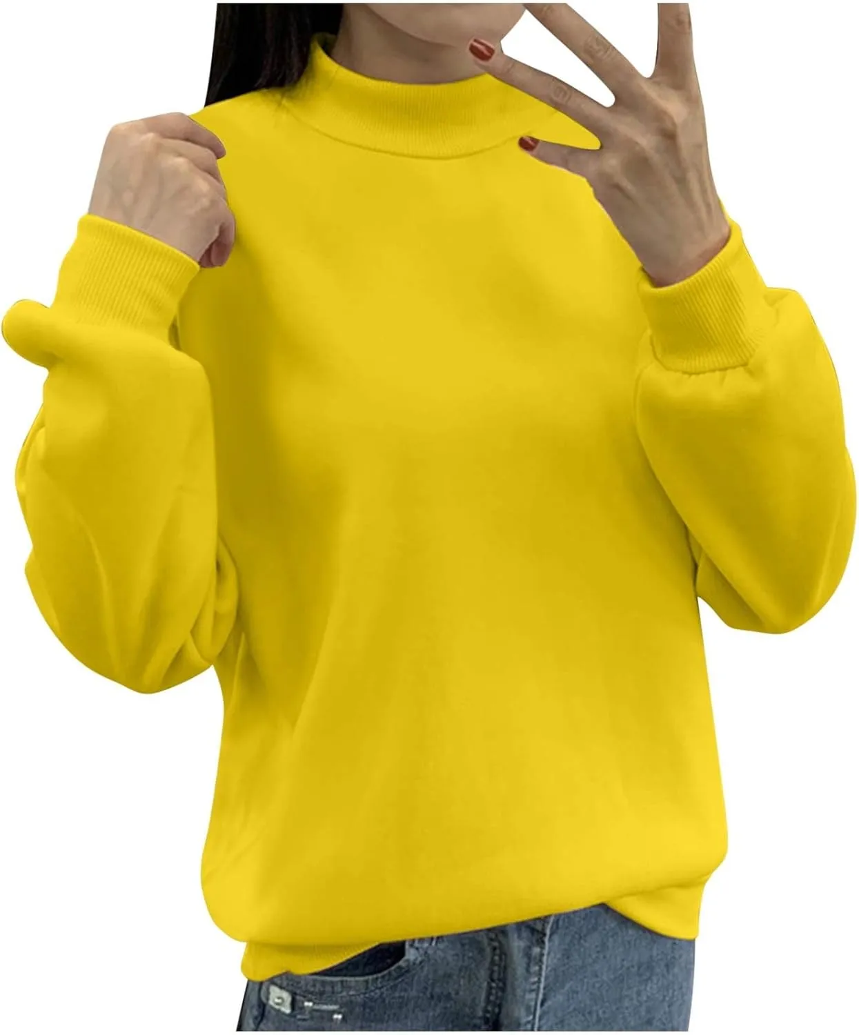Womens Fleece Sweatshirts Long Sleeve Casual Pullover Tops Comfortable Loose 2024 Fall FashionSweatshirt