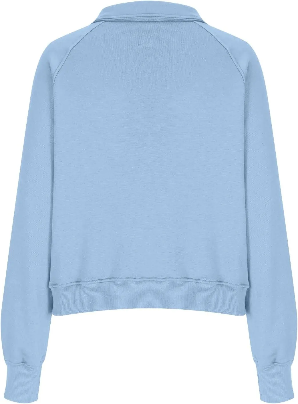 Womens Half Zip Pullover Cropped Oversized Sweatshirt Y2k Fleece Sweater Stand Collar Preppy Clothes with Thumb Holes