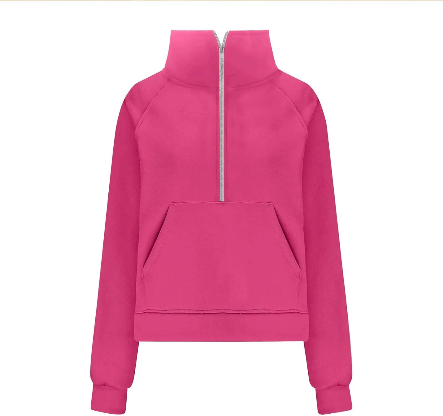 Womens Half Zip Pullover Cropped Sweatshirts Fleece Quarter Zipper Hoodies Workout Sweater Fall Outfits Thumb Hole