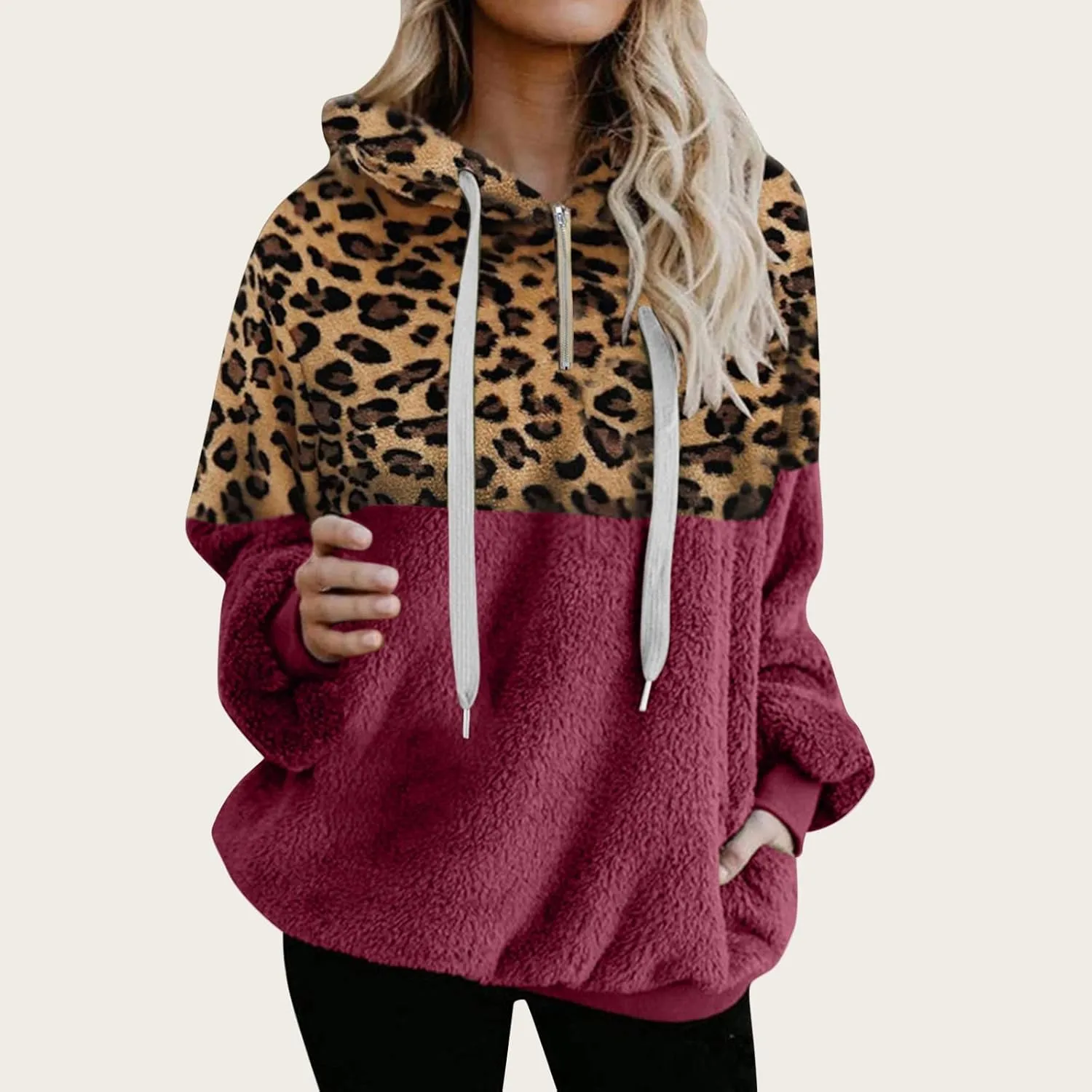 Womens Hoodies Half Zip Sweatshirts Fleece Jackets Tops Oversized Cropped Pullover Y2k Fall Outfits Fashion Clothes