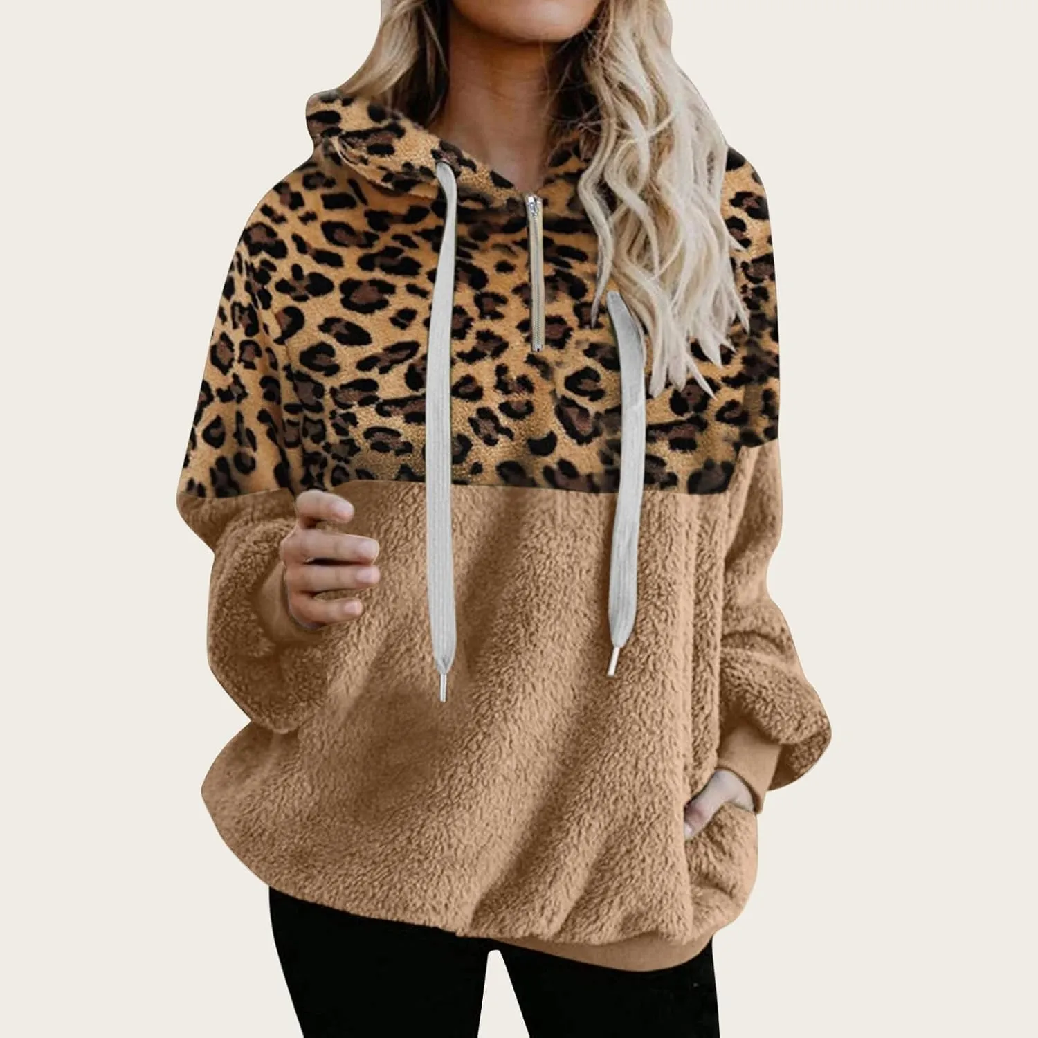 Womens Hoodies Half Zip Sweatshirts Fleece Jackets Tops Oversized Cropped Pullover Y2k Fall Outfits Fashion Clothes