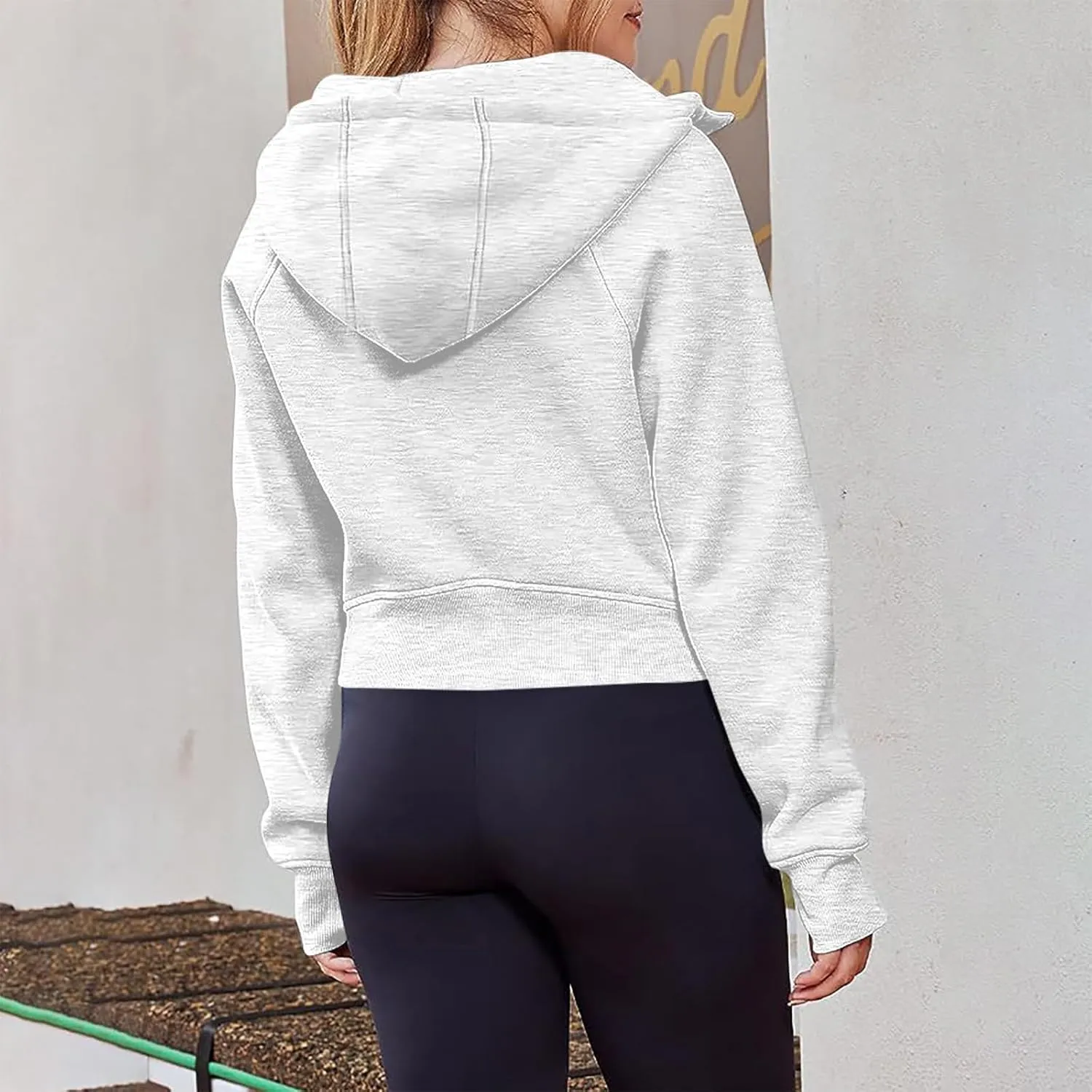 Womens Hoodies Oversized Sweatshirts Long Sleeve Crop Top Casual Fall Fashion Jacket Hooded Fleece Cropped Y2k Clothes