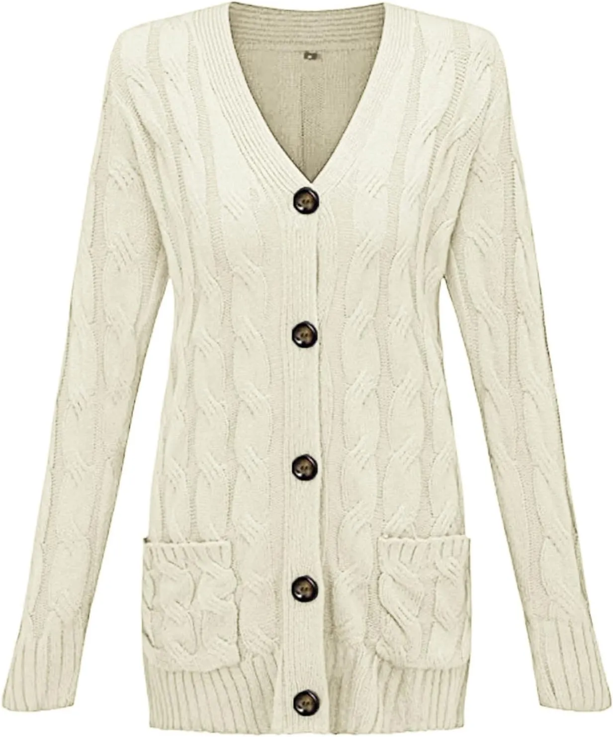 Womens Knit Cardigans Oversized Fall Open Front Button Down Cable Sweaters Loose V Neck Chunky Long Sleeve Outwear Coats