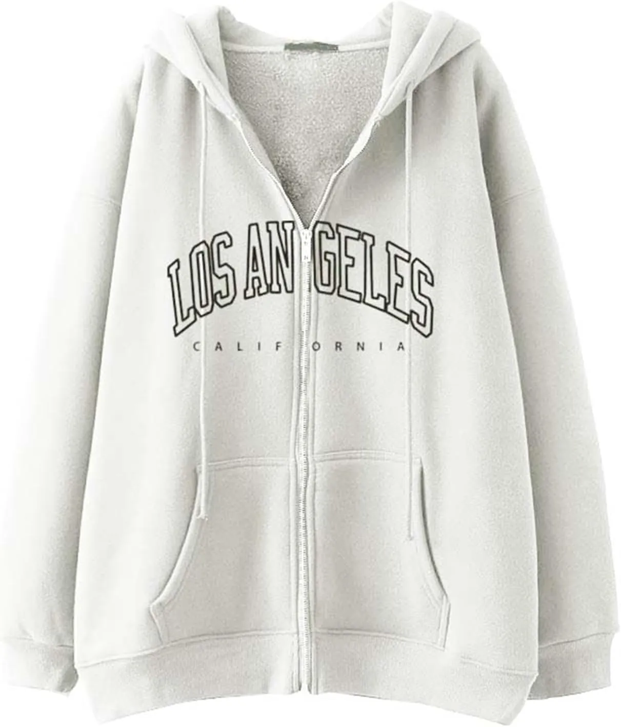 Women's Letter Print Sweatshirts Long Sleeve Zip Up Oversized Hoodie Casual Graphic Sporty Aesthetic Tops with Pockets