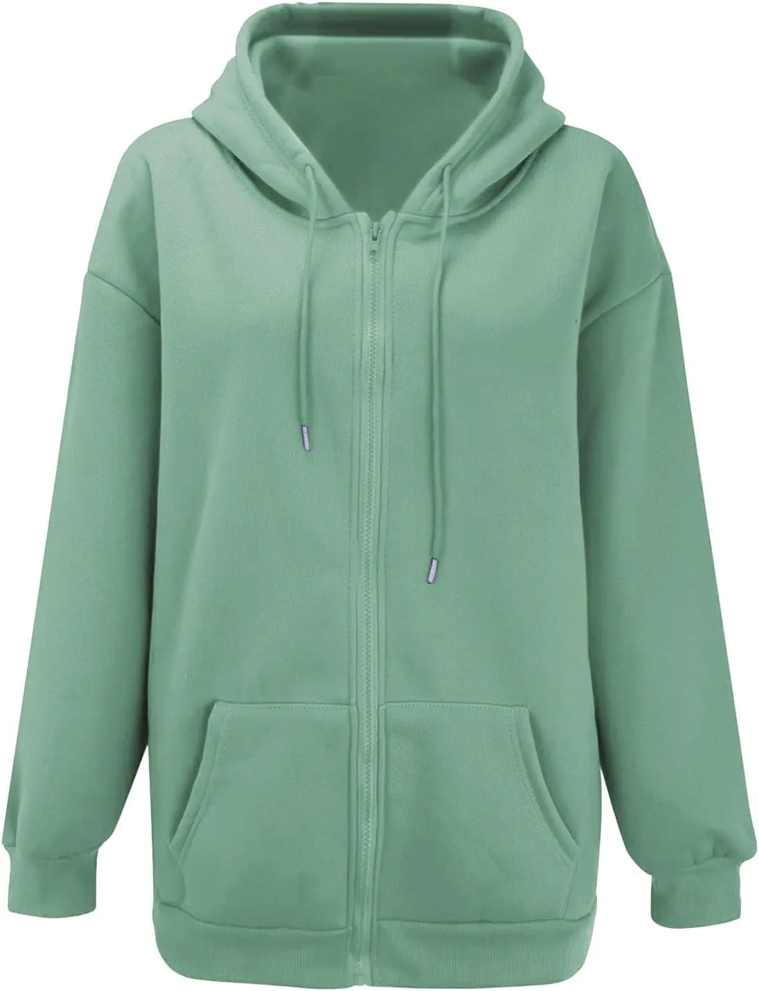 Womens Lightweight Full Zip Up Hoodie Trendy Vacation Outdoor Y2K Streetwear Baggy Cozy Long Sleeve Solid Casual Coat