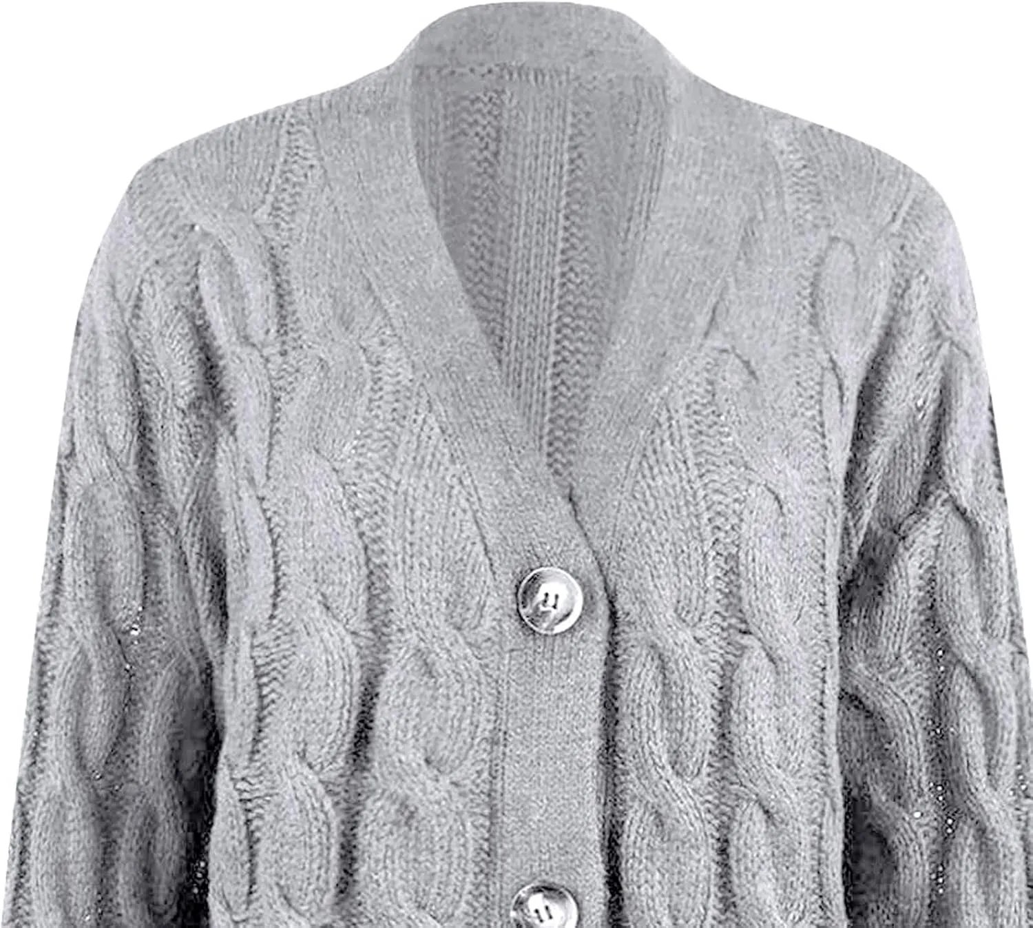 Womens Long Sleeve Cable Knit Cardigan Button Down Open Front Sweater Outerwear Fall Winter Chunky Coats