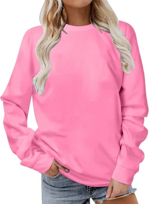 Women’s Long Sleeve Crewneck Sweatshirt Fall Fashion 2024 Dressy Casual Loose Comfy Pullover Tops Regular Fit