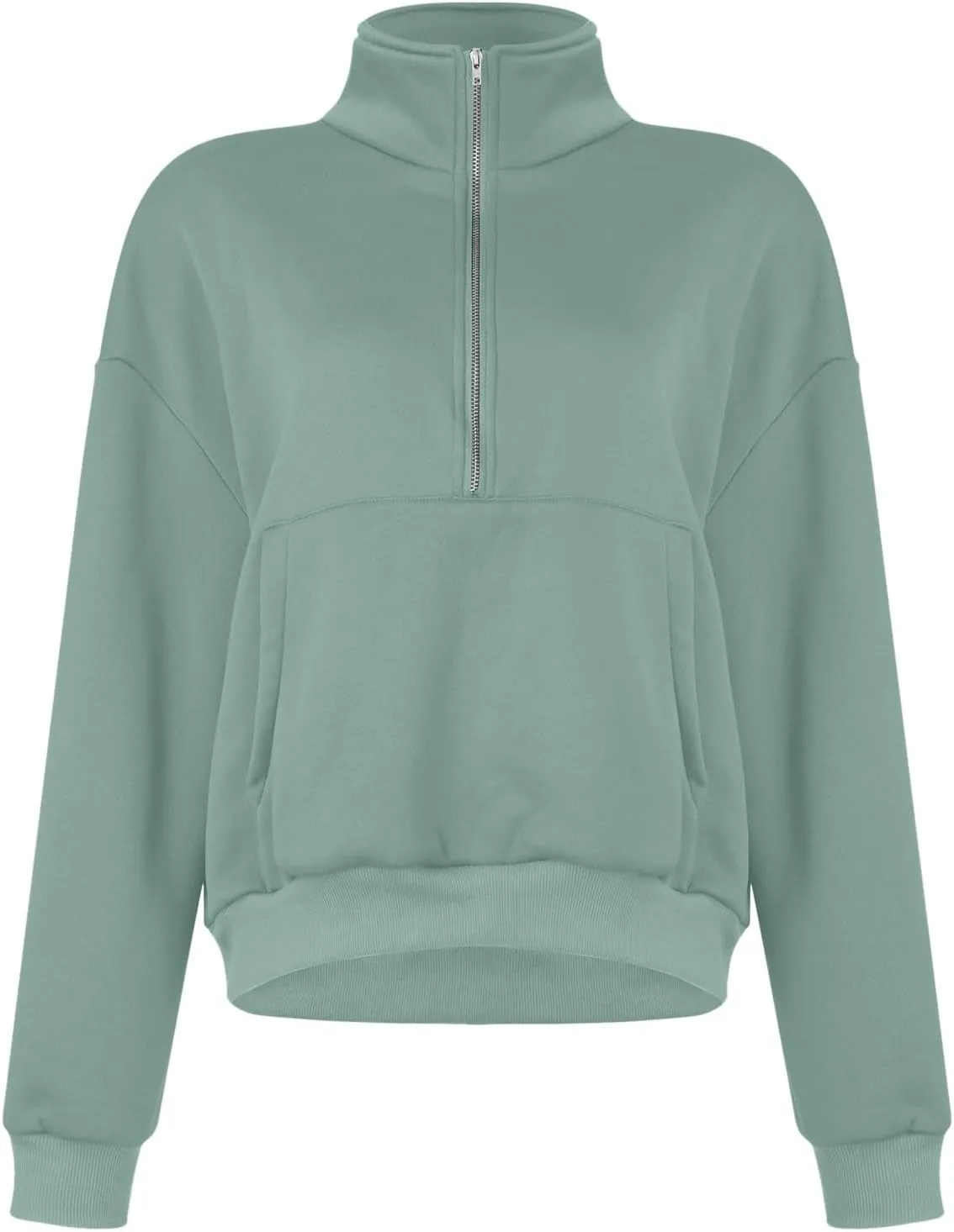Womens Long Sleeve Half Zip Pullover Hoodies Solid Color Fall Winter Trendy Outfits With Pockets Loose Sweatshirts