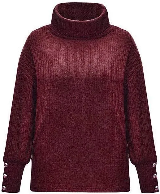Women's Long Sleeve Turtleneck Cozy Knit Sweater Casual Loose Pullover Jumper Tops