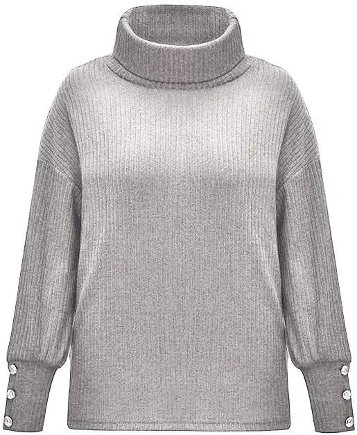 Women's Long Sleeve Turtleneck Cozy Knit Sweater,Casual Loose Pullover Jumper Tops