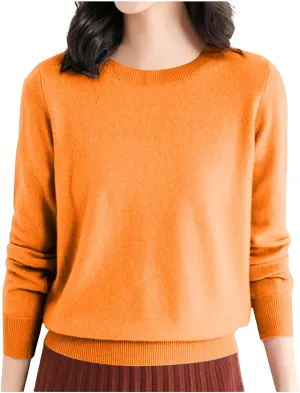 Women's Loose Pullover Sweaters 2024 Fall Winter Clothes Crew Neck Slouchy Long Sleeve Casual Knitted Tops