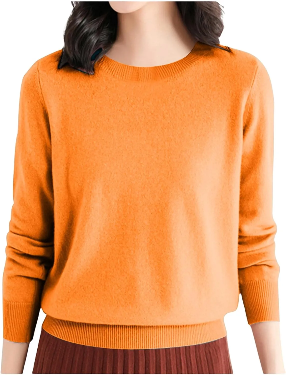 Women's Loose Pullover Sweaters 2024 Fall Winter Clothes Crew Neck Slouchy Long Sleeve Casual Knitted Tops