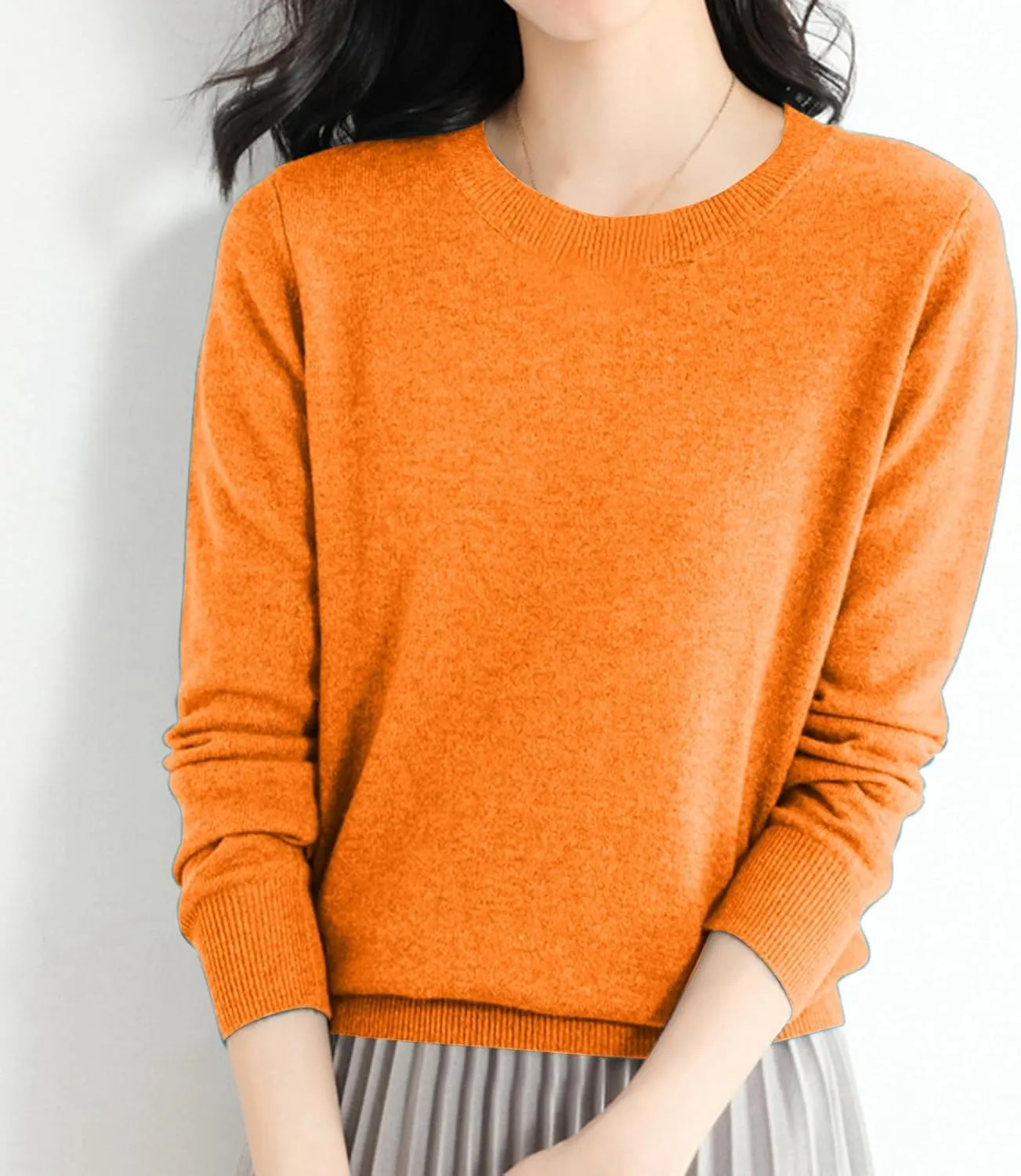 Women's Loose Pullover Sweaters 2024 Fall Winter Clothes Crew Neck Slouchy Long Sleeve Casual Knitted Tops