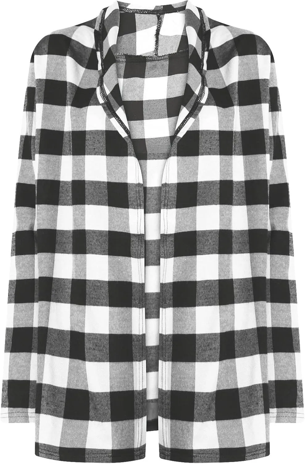 Women's Open Front Cardigan Casual Lightweight Long Sleeve Kimono Cardigans Buffalo Plaid Shirt Comfy Soft Outwear