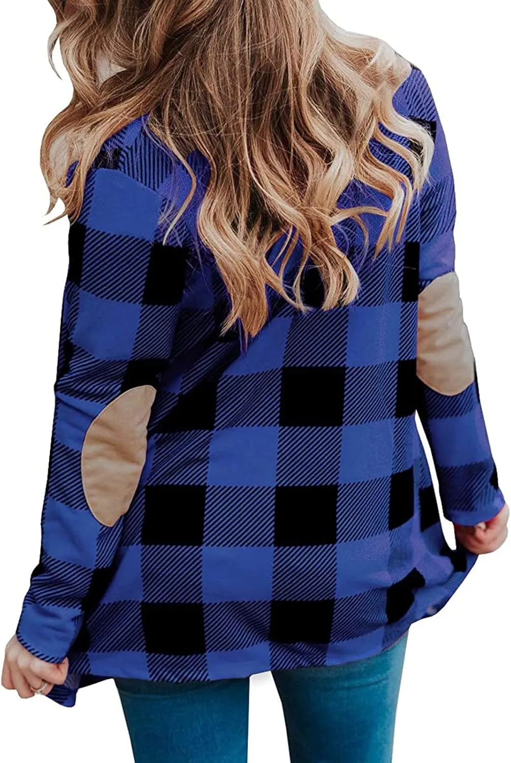 Women's Open Front Cardigan Casual Lightweight Long Sleeve Kimono Cardigans Buffalo Plaid Shirt Comfy Soft Outwear