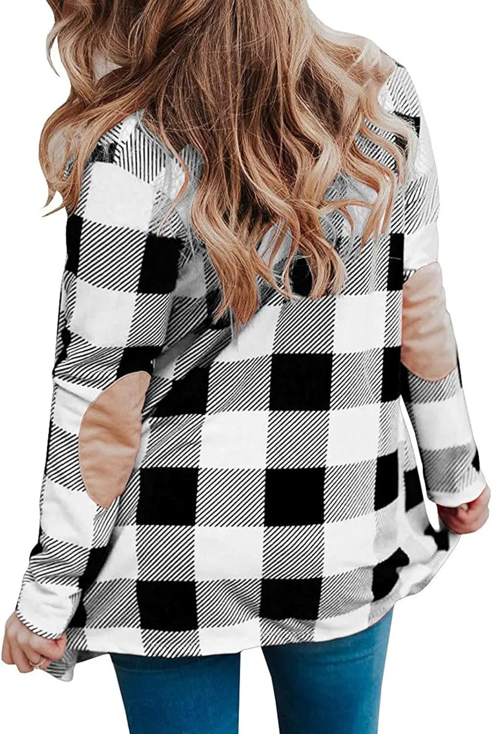 Women's Open Front Cardigan Casual Lightweight Long Sleeve Kimono Cardigans Buffalo Plaid Shirt Comfy Soft Outwear