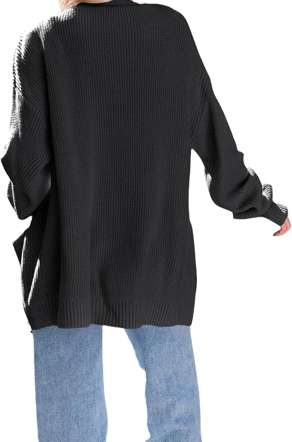 Womens Oversized Cardigan Casual Knit V Neck Open Front Cardigan Sweater Winter Warm Long Sleeve Jacket