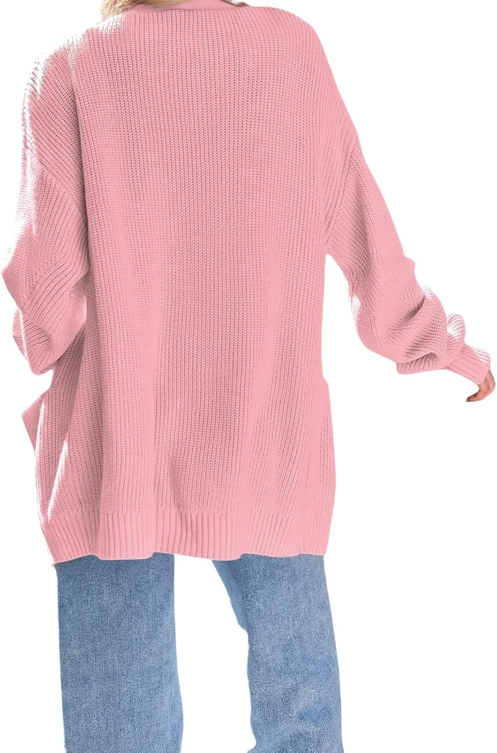 Womens Oversized Cardigan Casual Knit V Neck Open Front Cardigan Sweater Winter Warm Long Sleeve Jacket