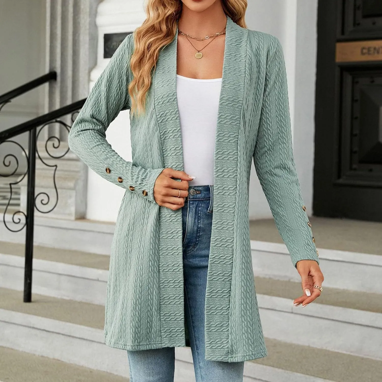 Womens Oversized Cardigans Knit Open Front Sweater Loose Outerwear Coats Fall Fashion 2024 Work Clothes for Women