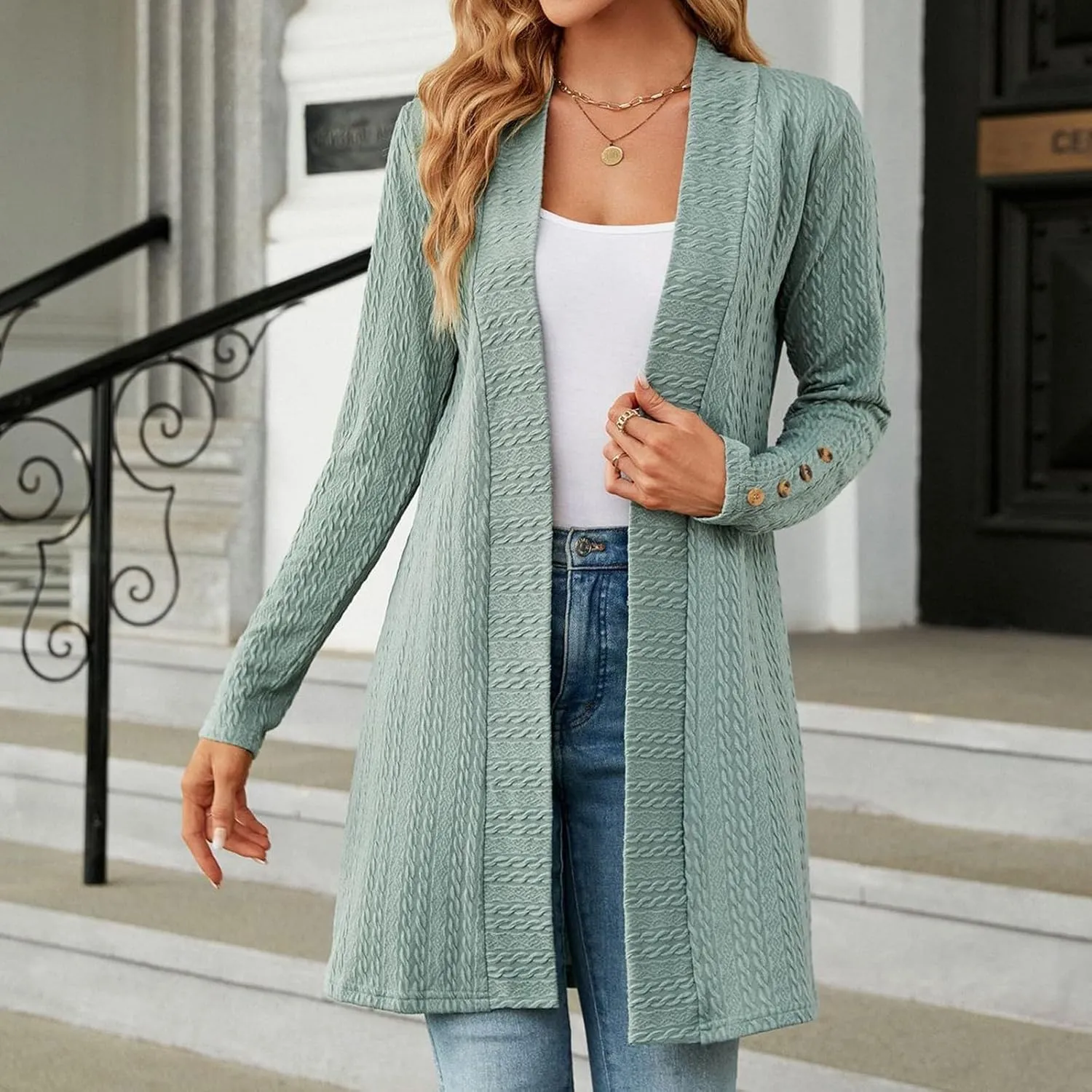 Womens Oversized Cardigans Knit Open Front Sweater Loose Outerwear Coats Fall Fashion 2024 Work Clothes for Women