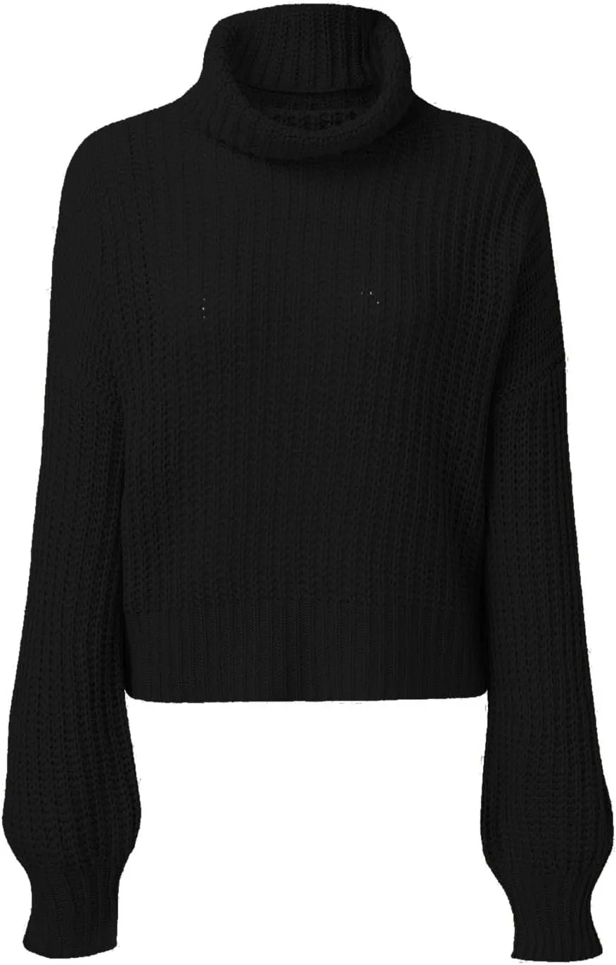 Womens Oversized Cropped Turtleneck Sweater Cable Knit Pullover Sweater Jumper Soft Cozy Slouchy Loose Cute Sweaters