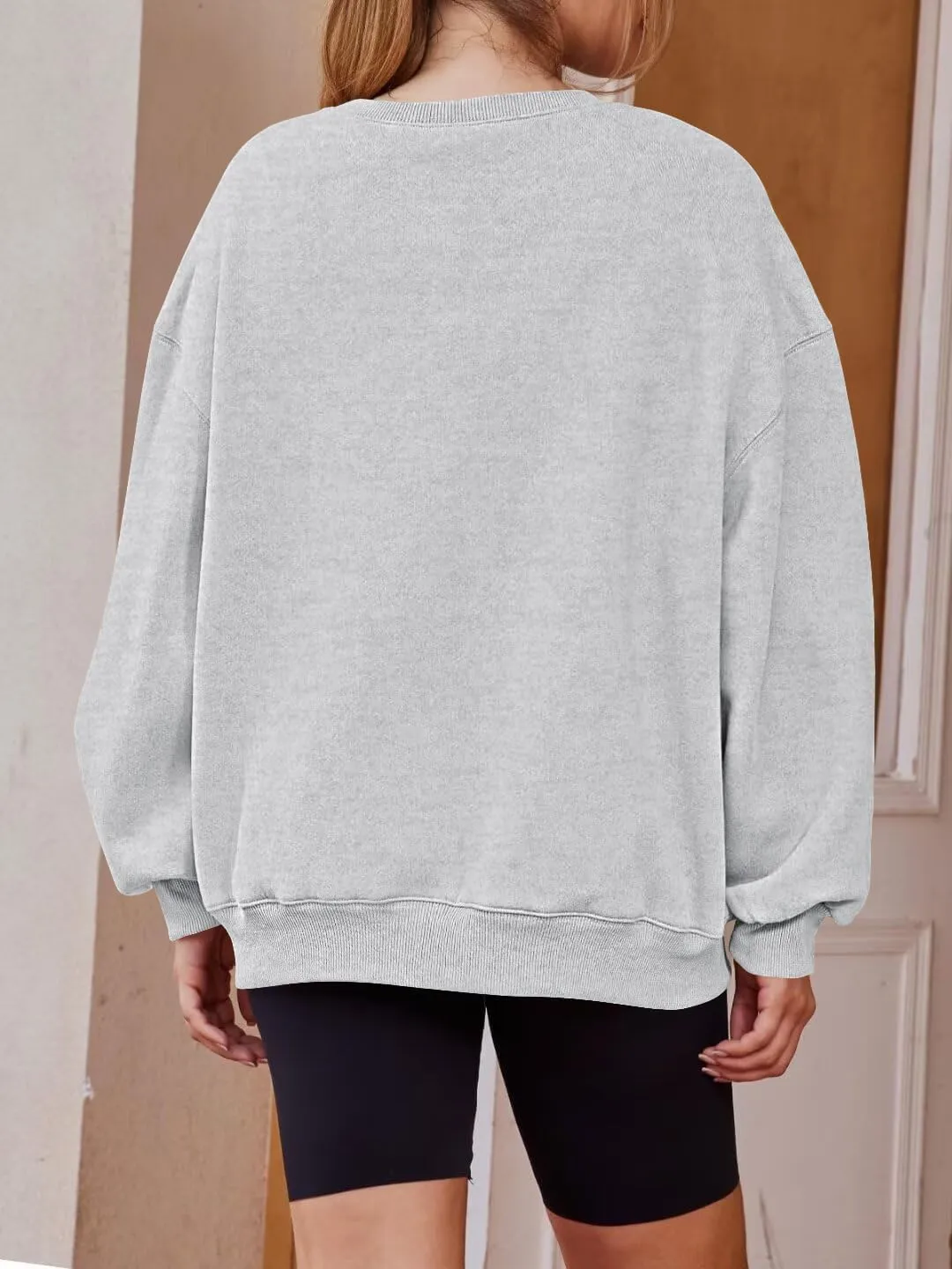Women's Oversized Graphic Letter Print Sweatshirts Casual Crewneck Long Sleeve Fleece Pullover Tops Preppy Shirts