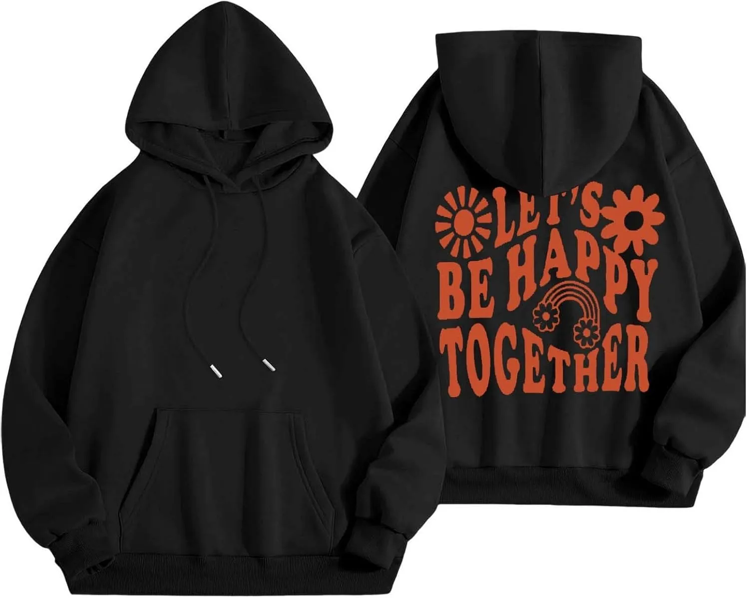 Womens Oversized Hoodies Cute Floral Graphic Hoodie Casual Letter Print Sweatshirt Winter Preppy Pullover Teen Girls