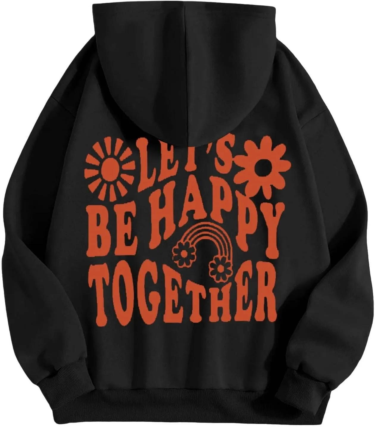 Womens Oversized Hoodies Cute Floral Graphic Hoodie Casual Letter Print Sweatshirt Winter Preppy Pullover Teen Girls