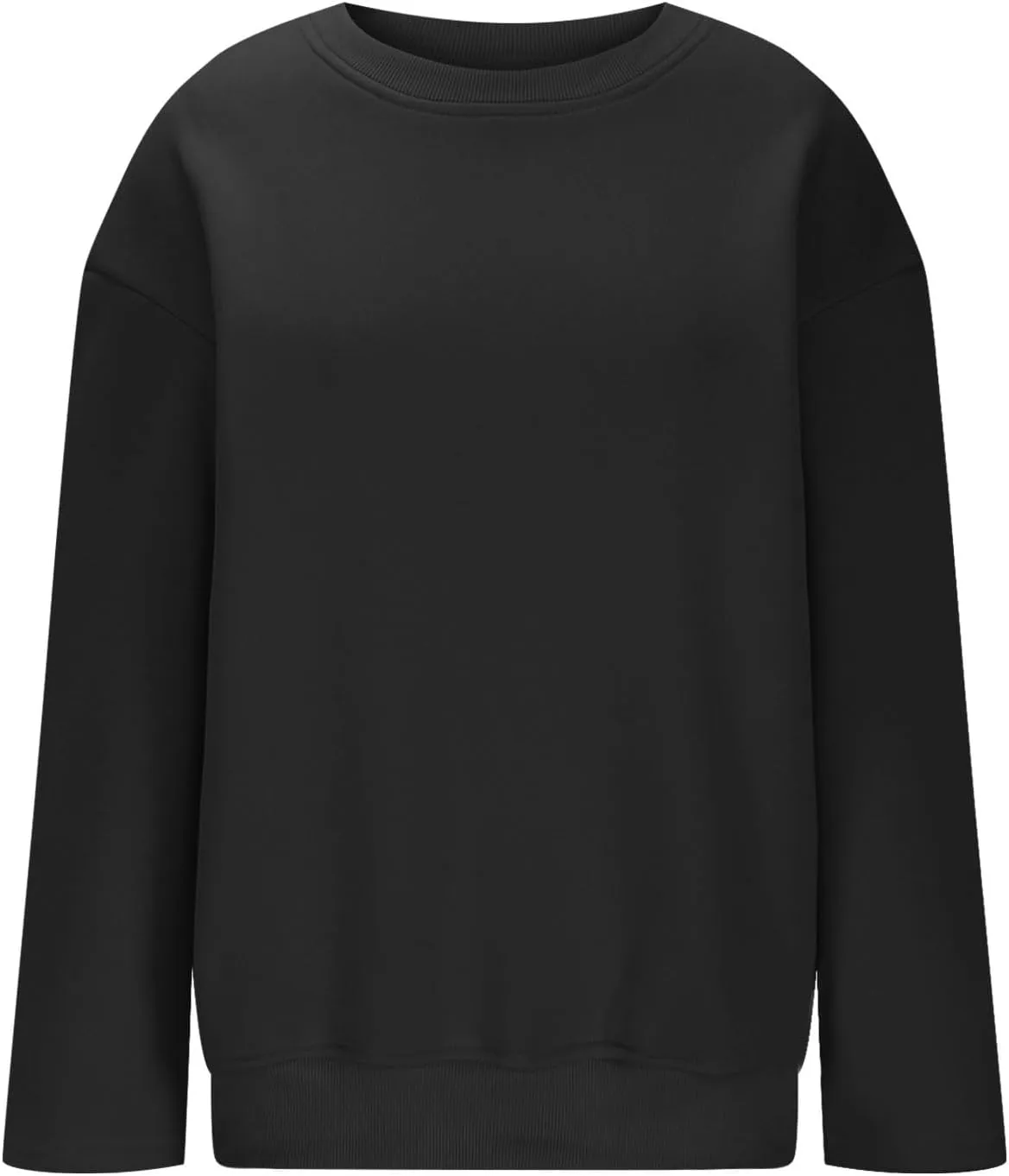 Women's Oversized Hoodless Crewneck Sweatshirt Relax Trendy Solid Loose Fit Sweaters Long Sleeve Sweatshirt