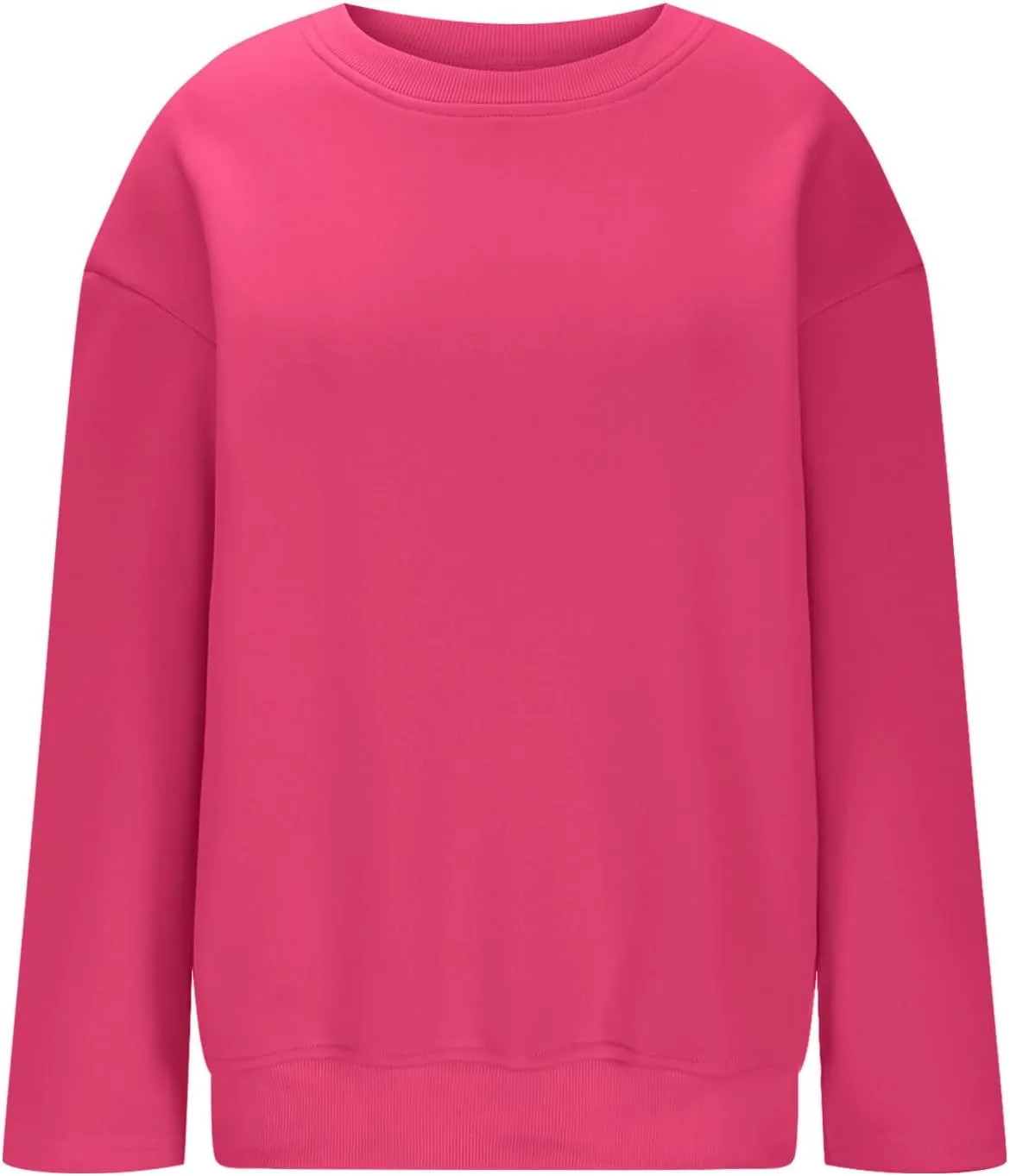 Women's Oversized Hoodless Crewneck Sweatshirt Relax Trendy Solid Loose Fit Sweaters Long Sleeve Sweatshirt