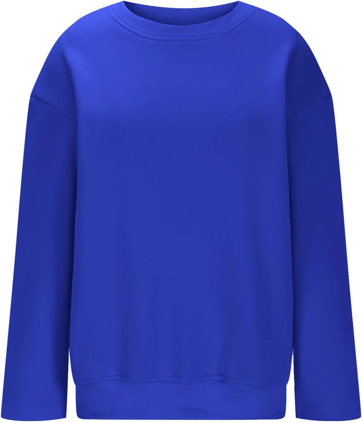 Women's Oversized Hoodless Crewneck Sweatshirt Relax Trendy Solid Loose Fit Sweaters Long Sleeve Sweatshirt
