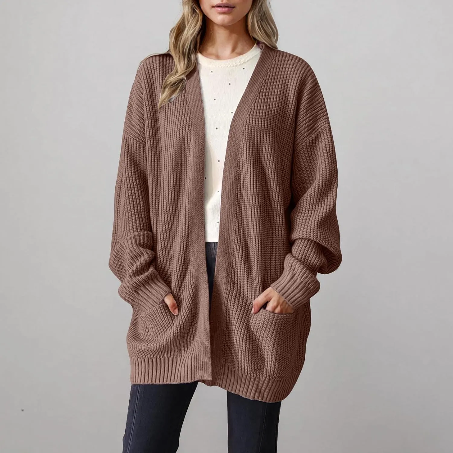 Womens Oversized Sweater Cardigan Home Loungewear Open Front Long Sleeve Chunky Knit Cardigan Slouchy Sweater Jackets