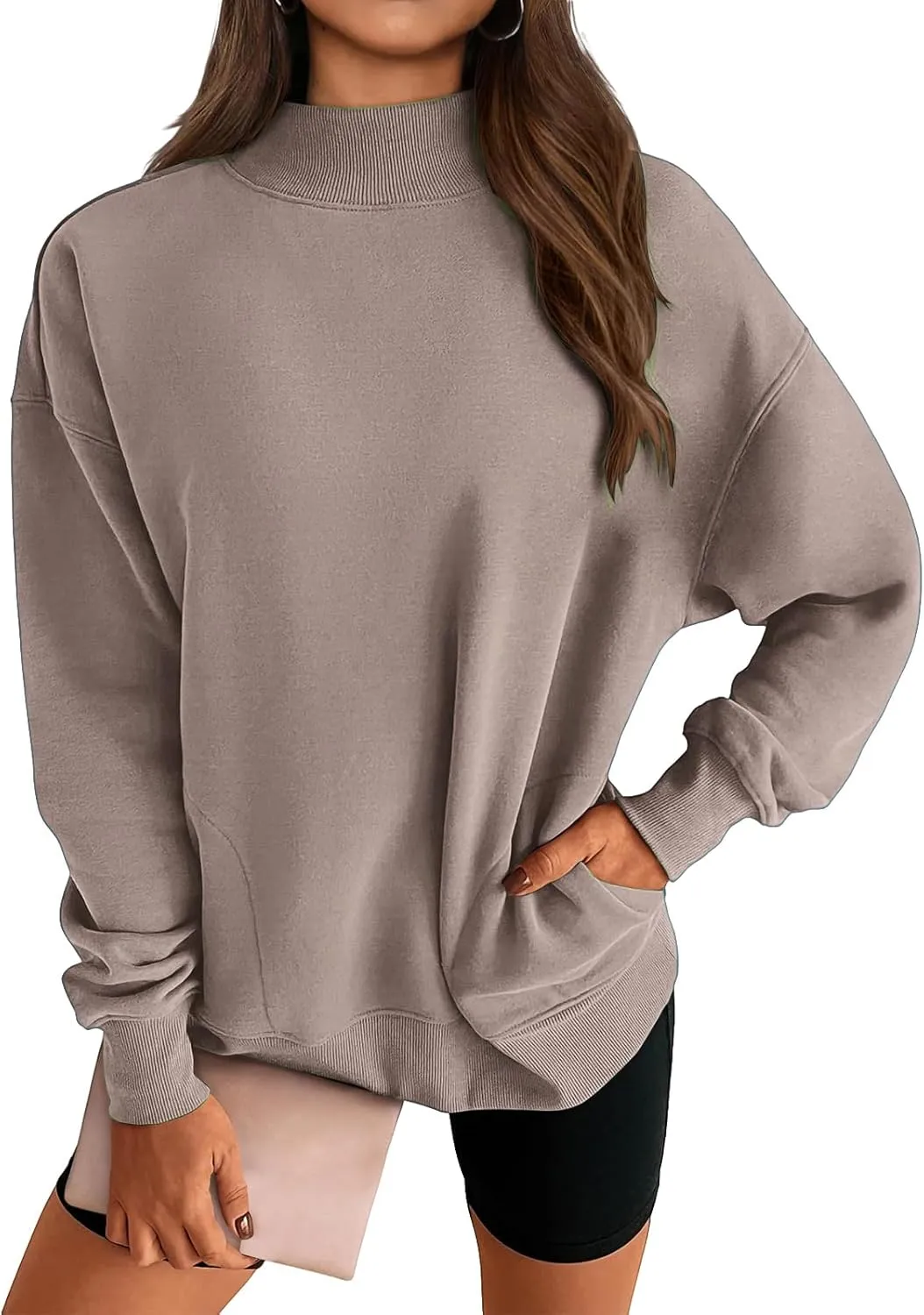 Womens Oversized Sweatshirt Turtleneck Long Sleeve Sweater Casual Loose Fit Pullover Fall Winter Clothes with Pocket
