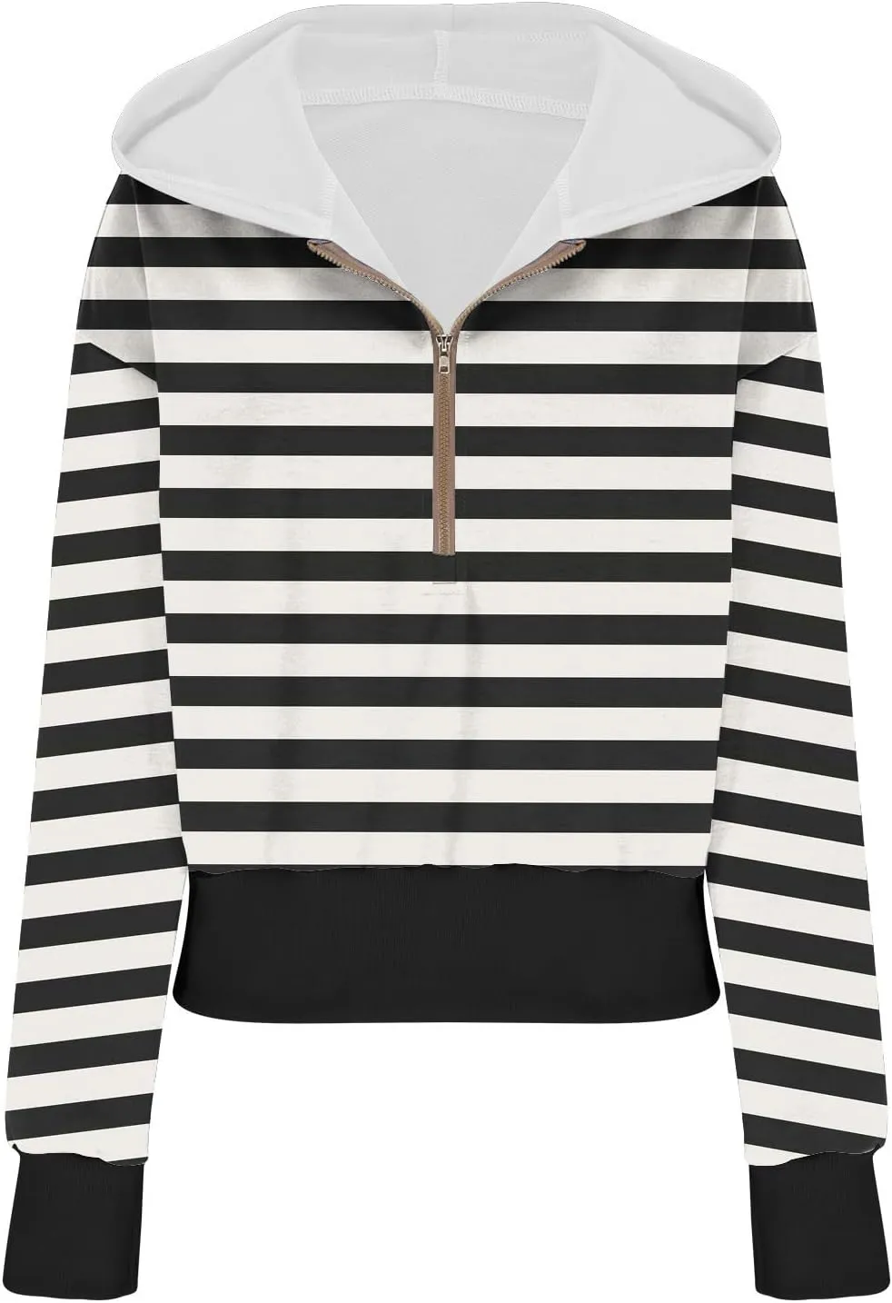Women's Overszied Striped Sweatshirts Long Sleeve Half Zip Up Hoodies Winter Comfort Hoodies Y2K Fashion Cropped Clothes