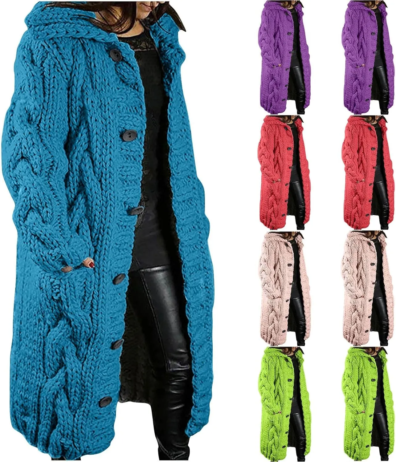Womens Plus Size Cable Knit Sweaters Cardigans Fall Open Front Cardigan Sweaters Outerwear Chunky Cardigan Long Coat