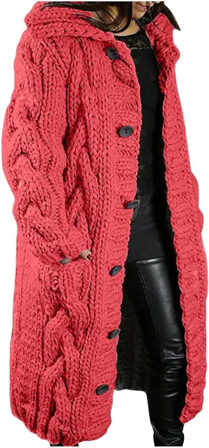 Womens Plus Size Cable Knit Sweaters Cardigans Fall Open Front Cardigan Sweaters Outerwear Chunky Cardigan Long Coat