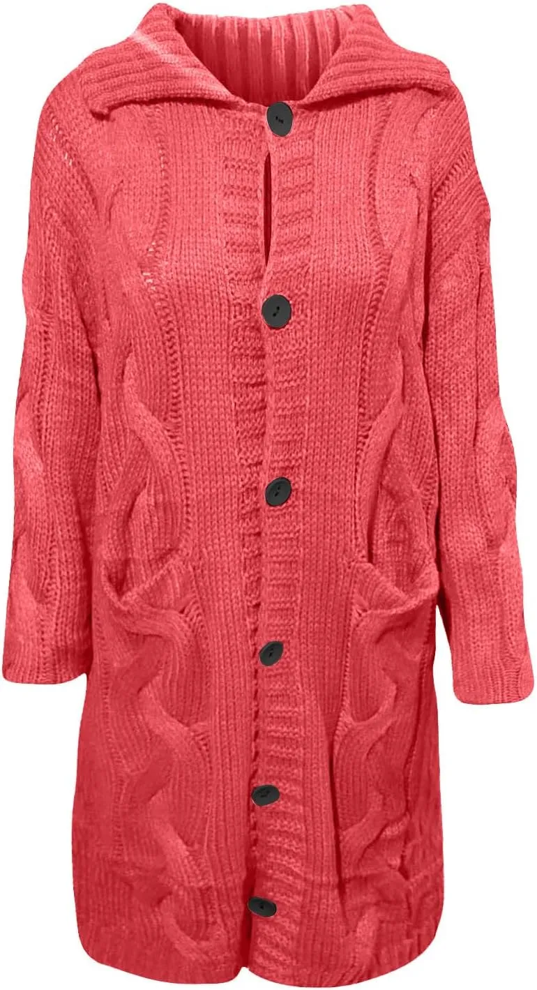 Womens Plus Size Cable Knit Sweaters Cardigans Fall Open Front Cardigan Sweaters Outerwear Chunky Cardigan Long Coat