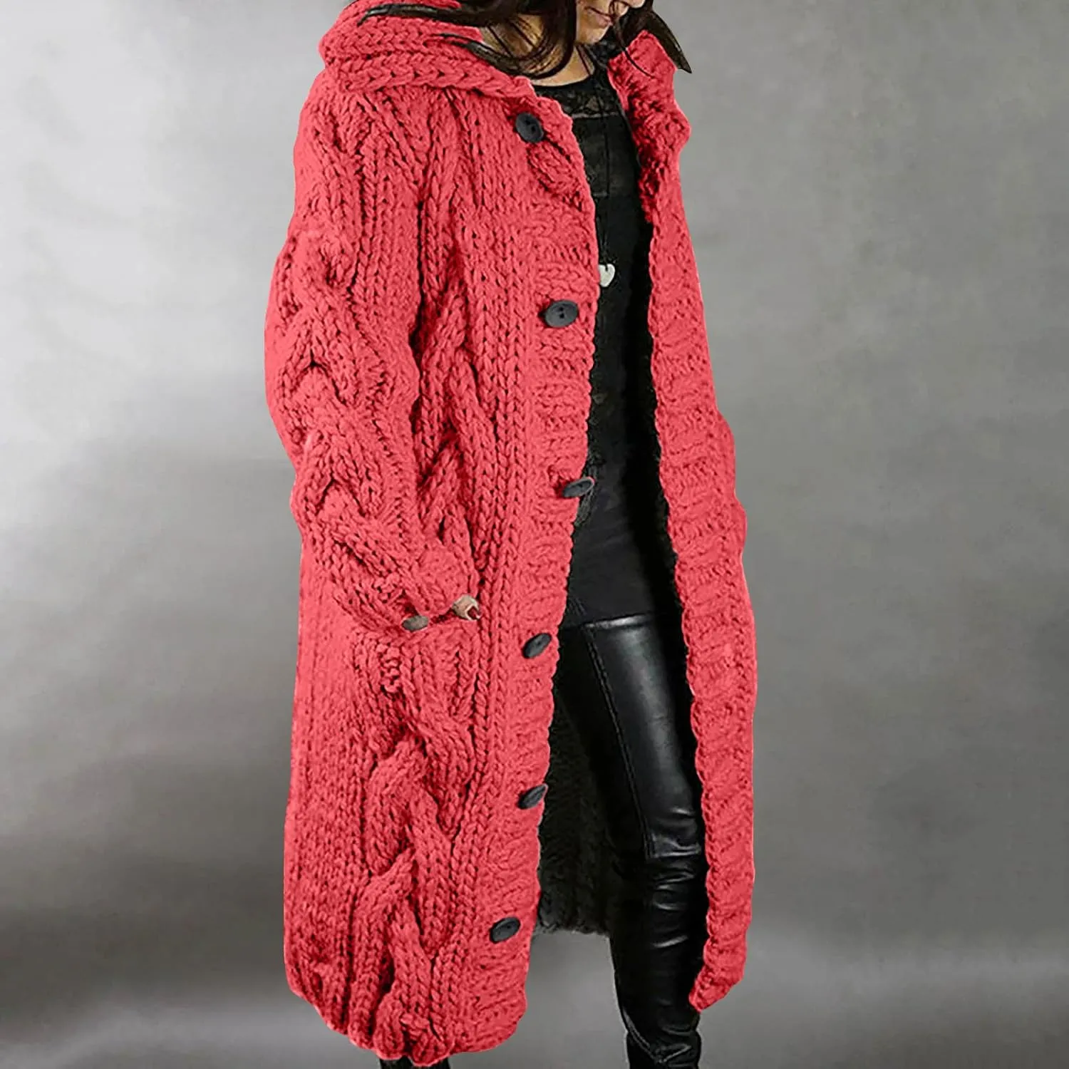 Womens Plus Size Cable Knit Sweaters Cardigans Fall Open Front Cardigan Sweaters Outerwear Chunky Cardigan Long Coat
