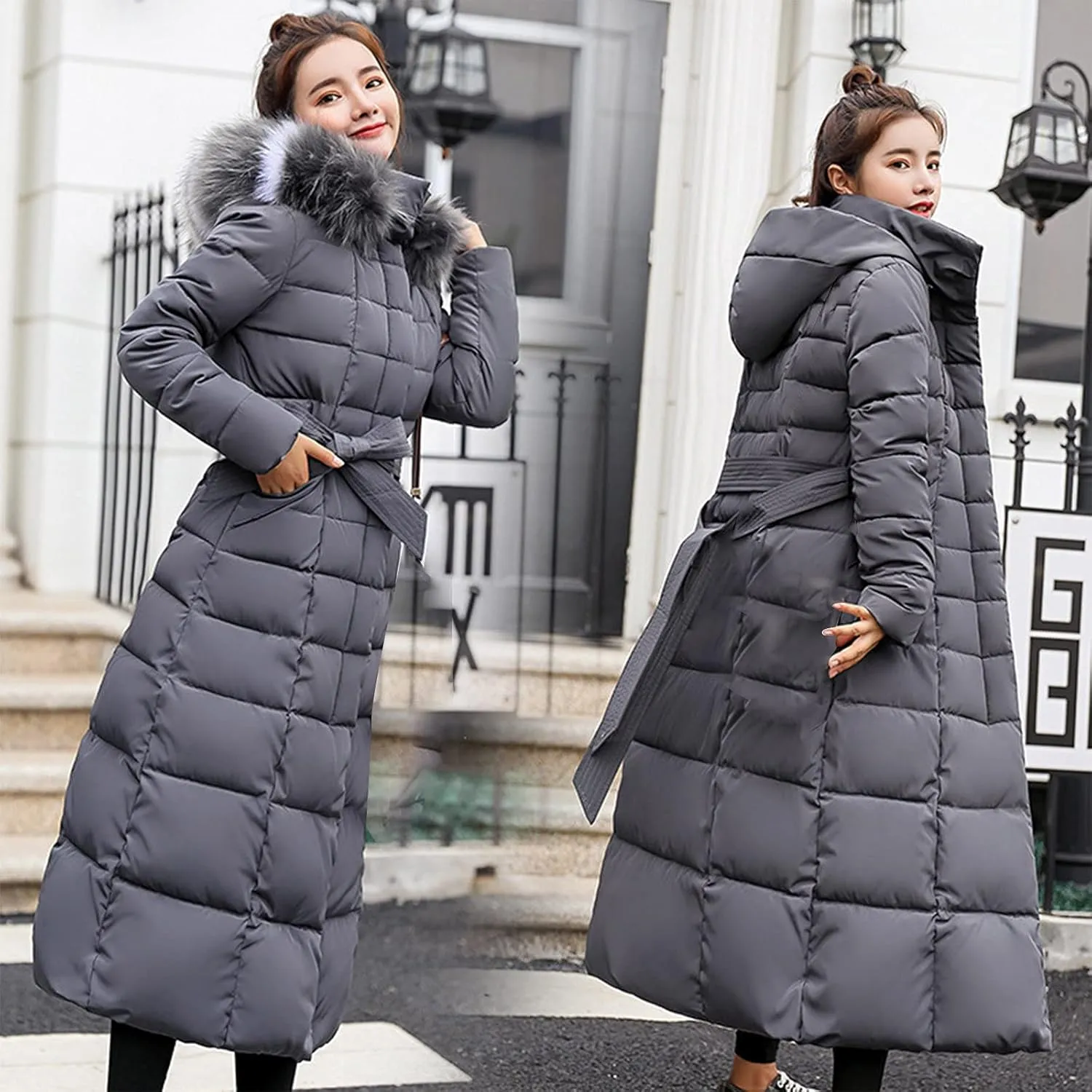 Women's Puffer Jacket Winter Windproof Warm Down Coats Waterproof Thicken Puffer Jackets With Faux Fur Removable Hood