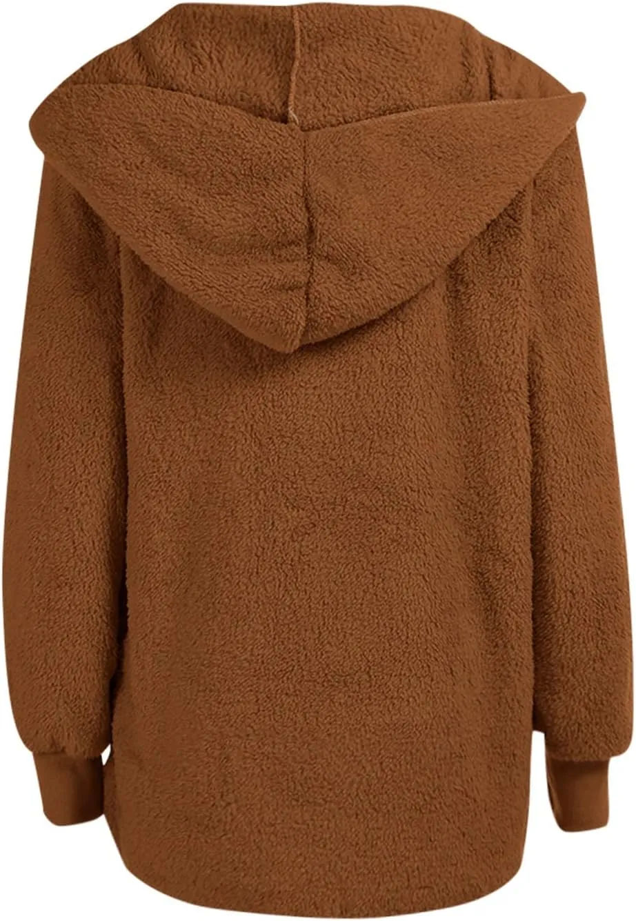 Womens Sherpa Jacket Fuzzy Fleece Oversized Open Front Cardigan Hooded Soft Fluffy Robe Winter Coats with Pockets