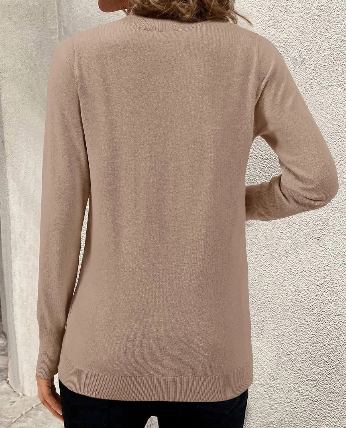 Women's Spring Sweaters 2025 Casual Thin Long Sleeve Pullover V Neck Lightweight Sweatshirts Cute Blouse Tops